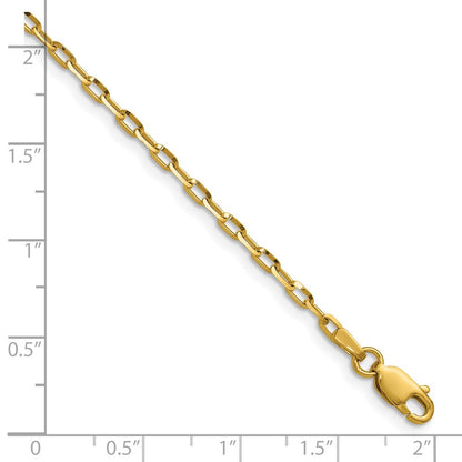 22 Inch 14K Yellow Gold 2.3mm D/C Open Long Link Cable Chain Necklace