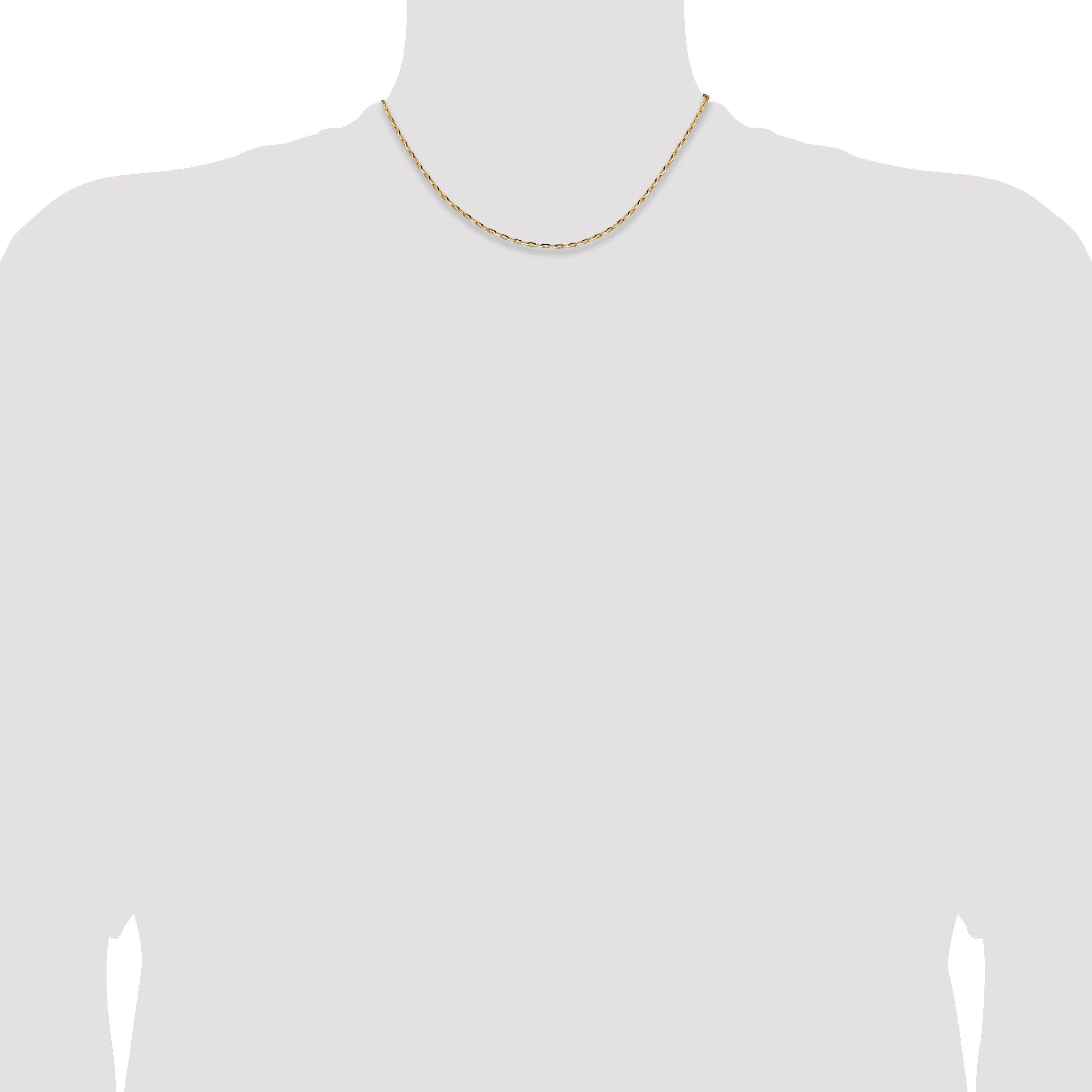 14K Yellow Gold 2.3mm D/C Open Long Link Cable Chain