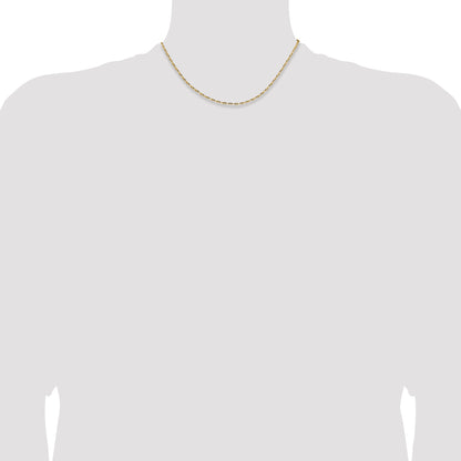 14K Yellow Gold 2.3mm D/C Open Long Link Cable Chain