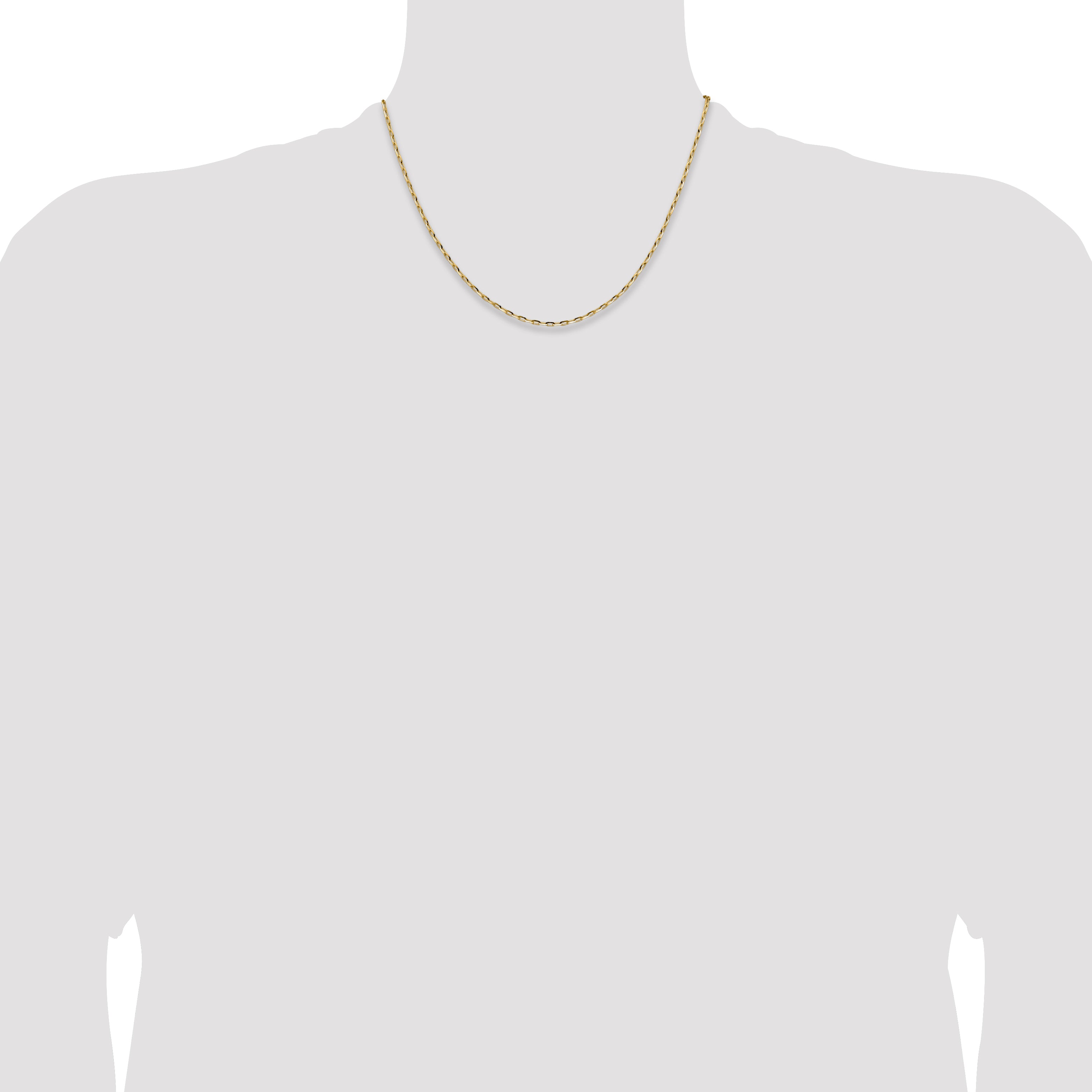 14K Yellow Gold 2.3mm D/C Open Long Link Cable Chain