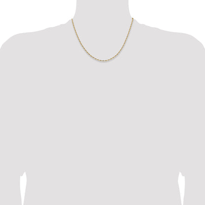 14K Yellow Gold 2.3mm D/C Open Long Link Cable Chain