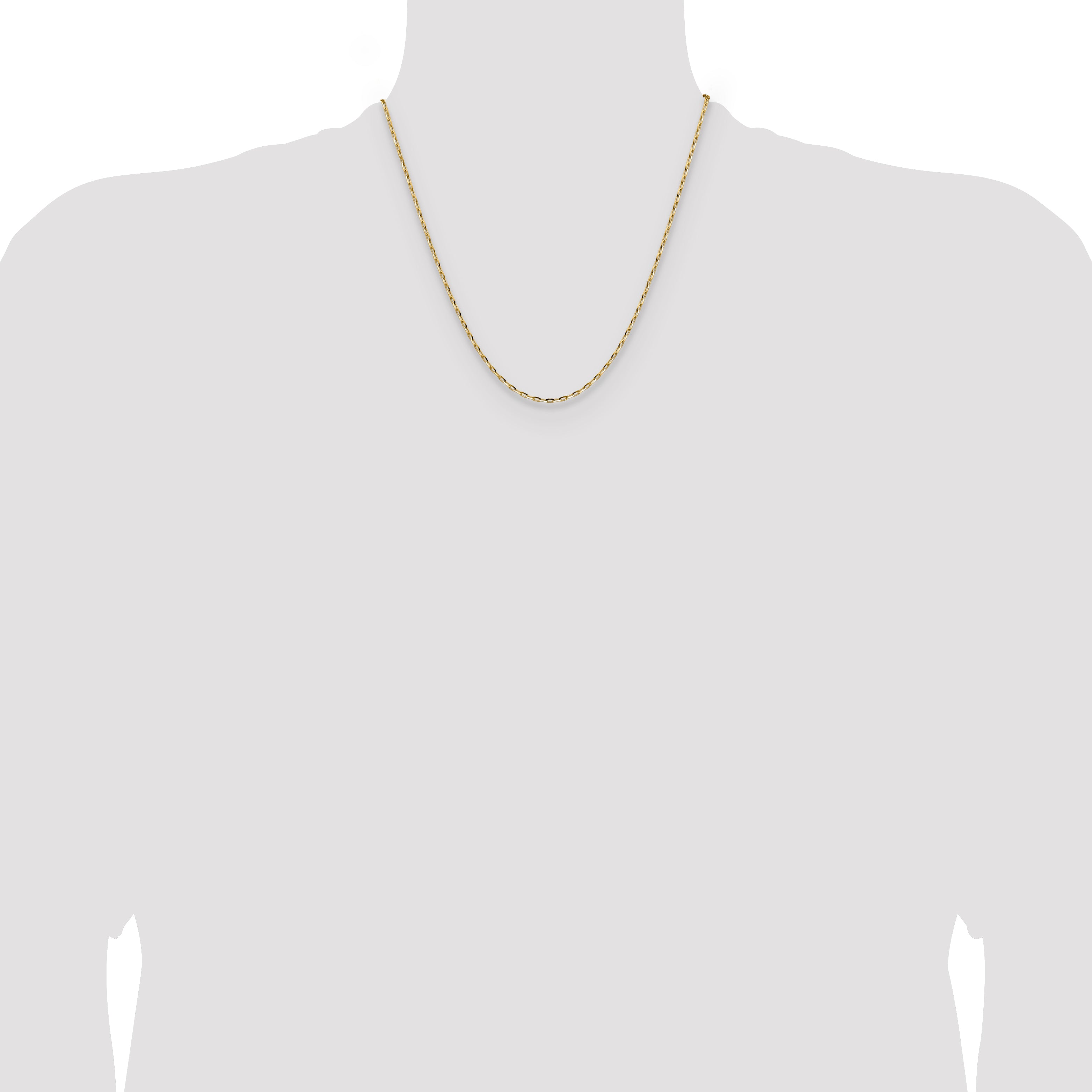 14K Yellow Gold 2.3mm D/C Open Long Link Cable Chain