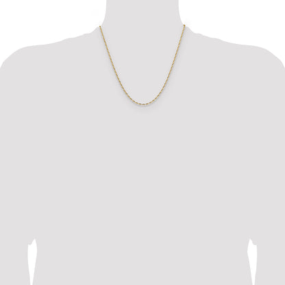 14K Yellow Gold 2.3mm D/C Open Long Link Cable Chain