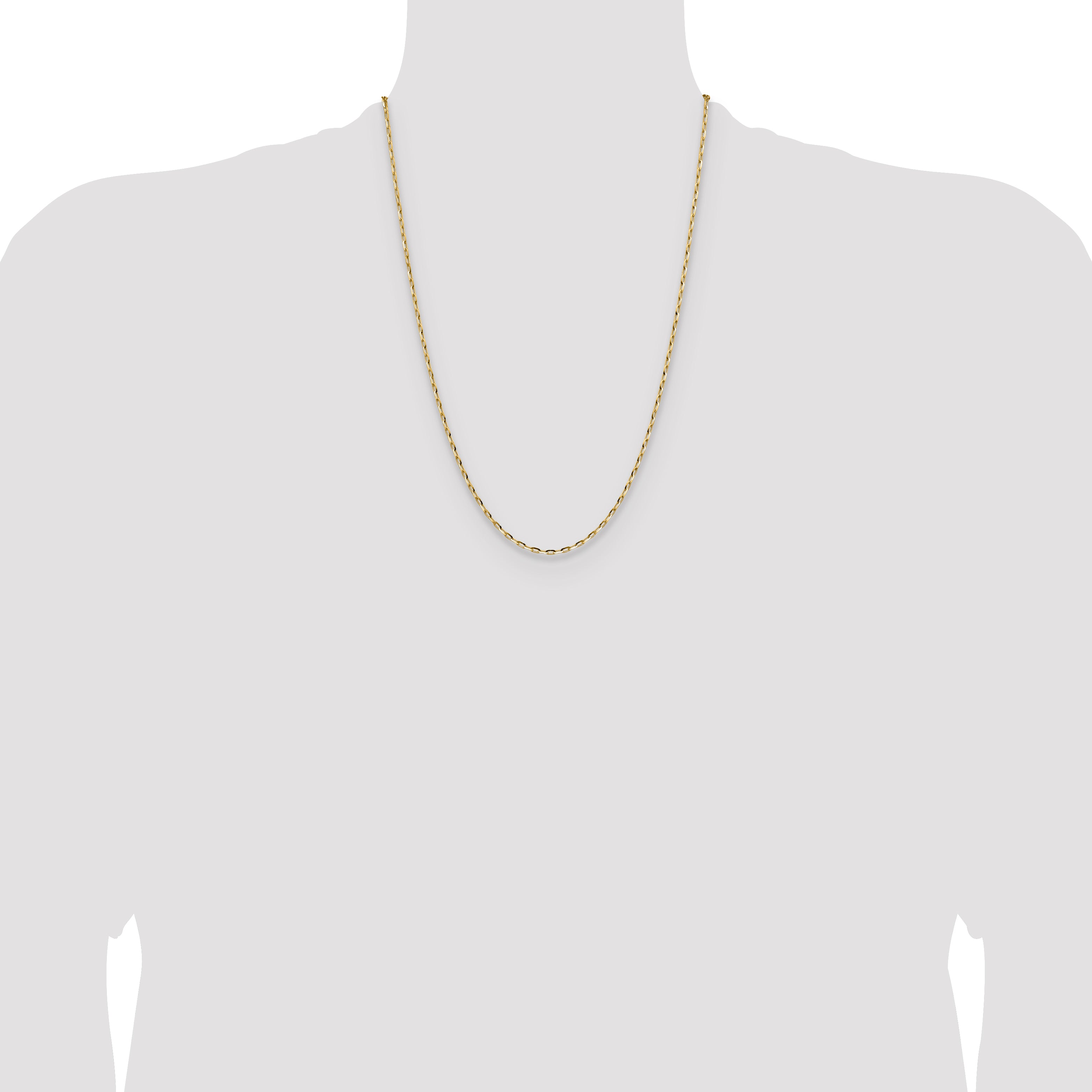 14K Yellow Gold 2.3mm D/C Open Long Link Cable Chain