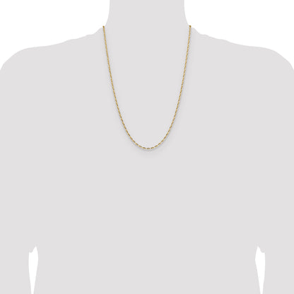 14K Yellow Gold 2.3mm D/C Open Long Link Cable Chain