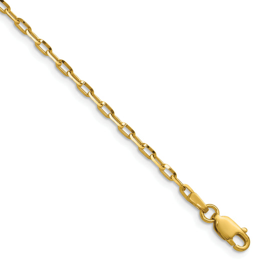 14K Yellow Gold 2.3mm D/C Open Long Link Cable Chain