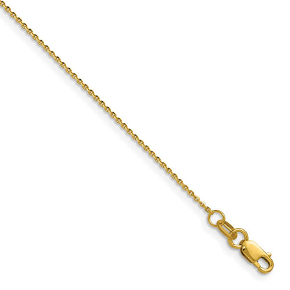 18 Inch 14K Yellow Gold 1mm D/C Oval Link Chain Necklace
