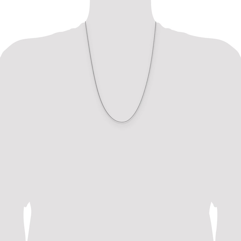 24 Inch 14K White Gold 1mm D/C Oval Link Chain Necklace