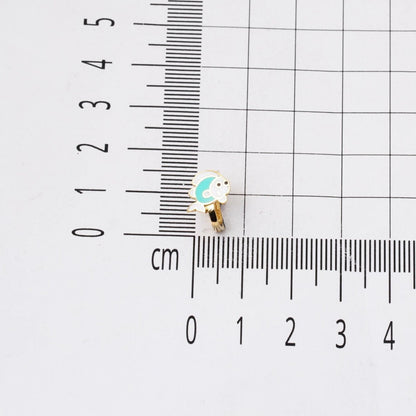 14K Yellow Gold Fish Enamel Children's Earrings