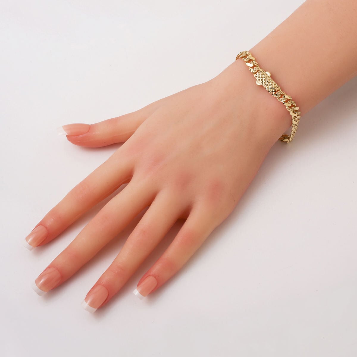 14K Yellow Gold Flower of Life Curb Bracelet