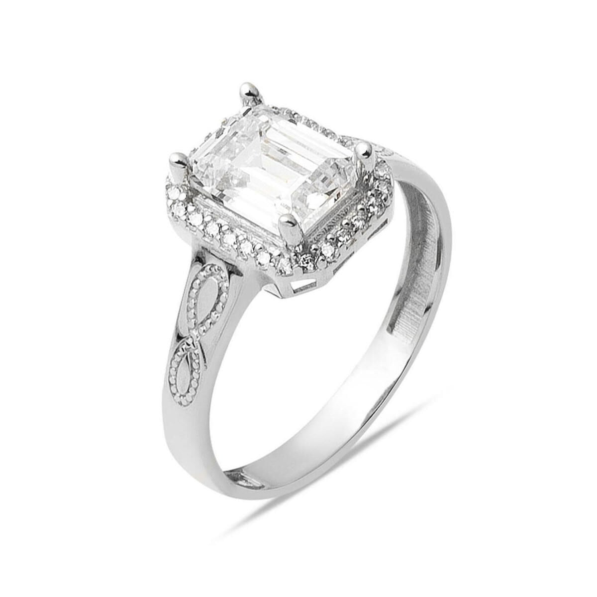 14K White Gold Infinity Baguette Cubic Zirconia Ring