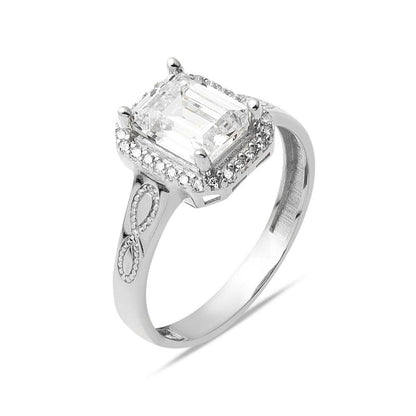 14K White Gold Infinity Baguette Cubic Zirconia Ring