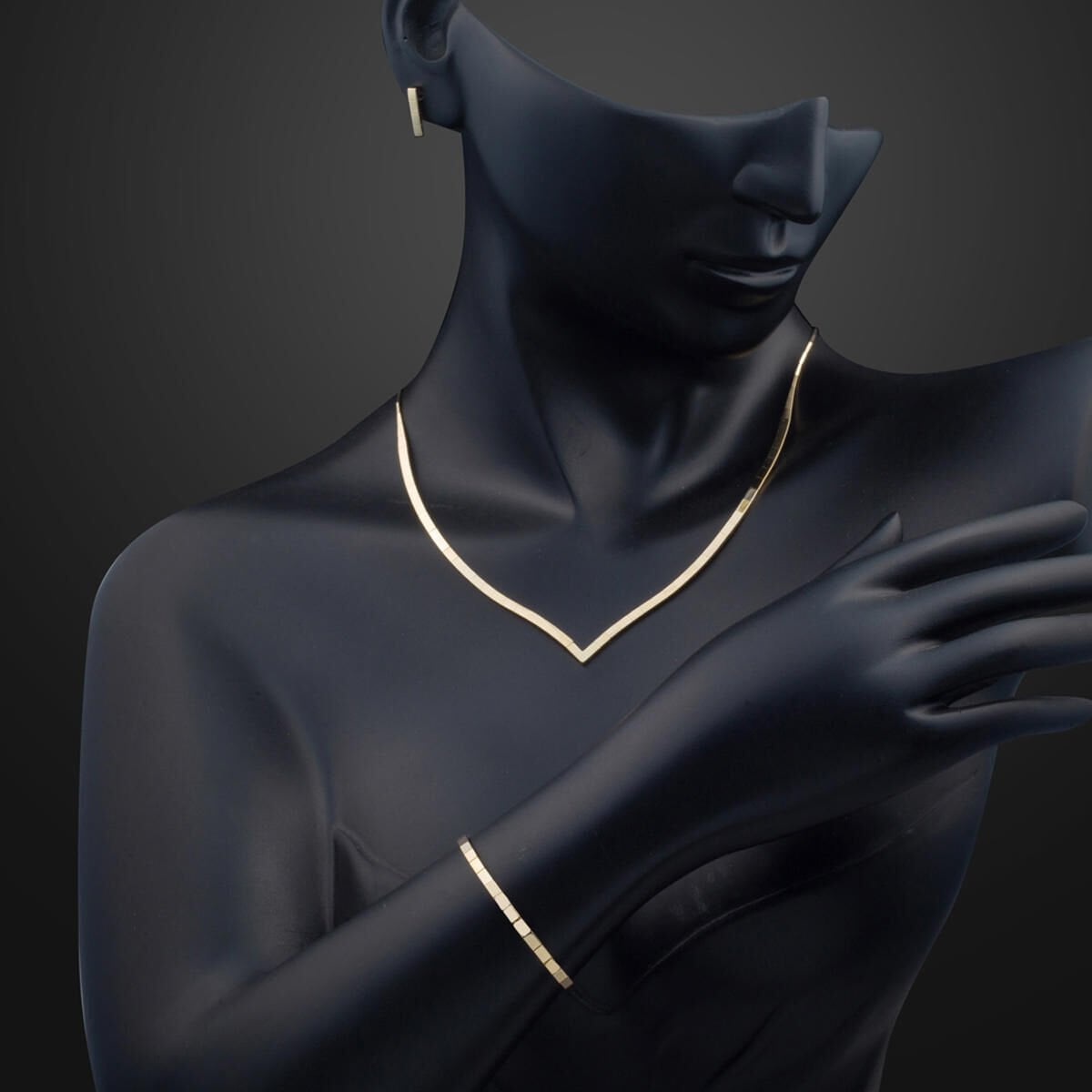 14K Yellow Gold Chevron Jewelry Set