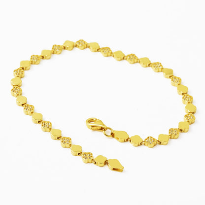 14K Yellow Gold Minimalist Clover Cubic Zirconia Bracelet