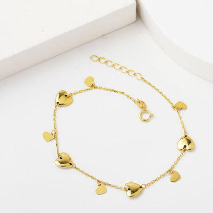 14K Yellow Gold Heart Charm Bracelet