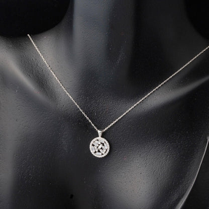 14K White Gold 0.35 Ct Baguette Diamond Necklace