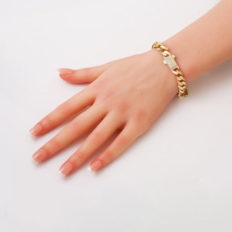 14K Yellow Gold Sera Curb Chain Cubic Zirconia Bracelet