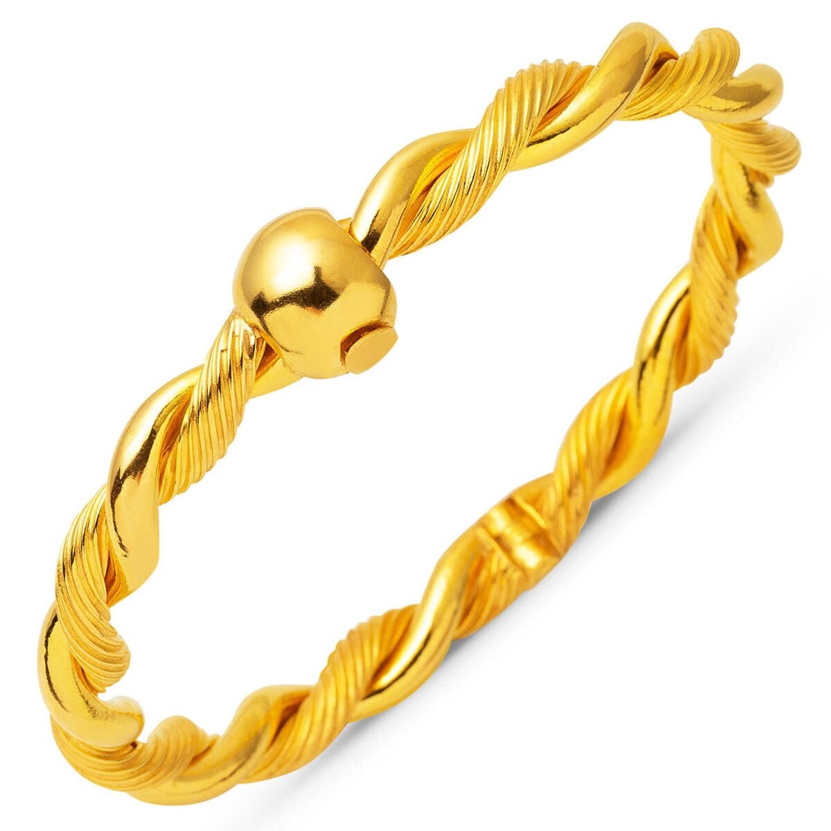 22K Yellow Gold Erzurum Twisted Hinged Cuff Bangle (20.5 g)