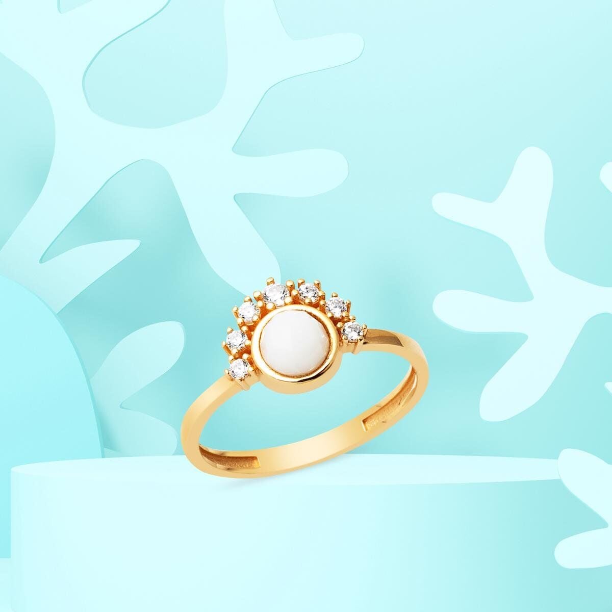 14K Yellow Gold Dawn Time Cubic Zirconia Ring