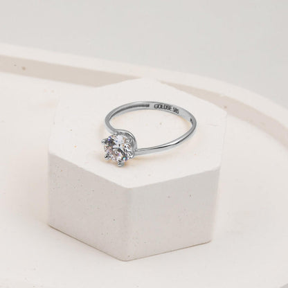 14K White Gold Solitaire Cubic Zirconia Ring
