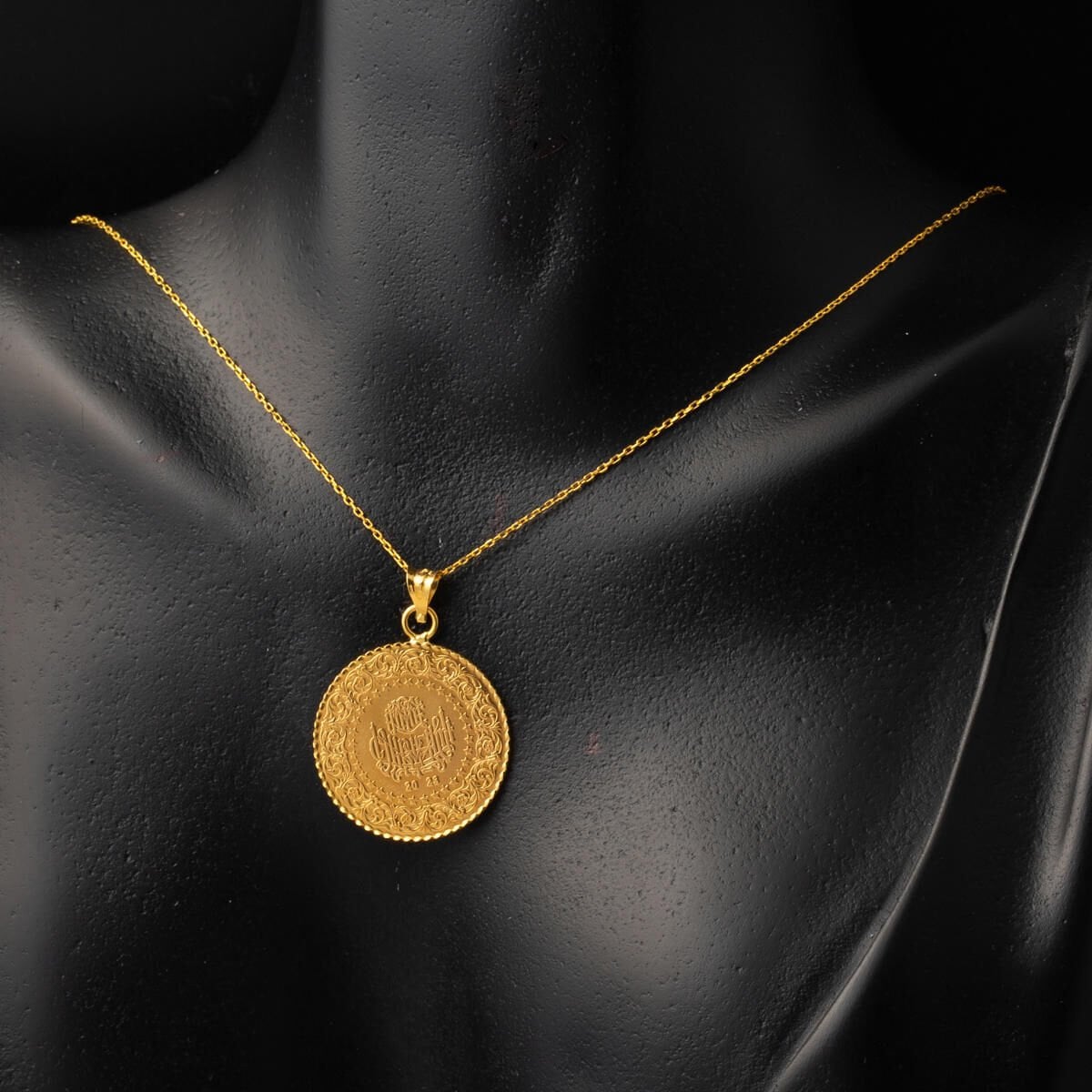 22K Yellow Gold Half Coin Necklace