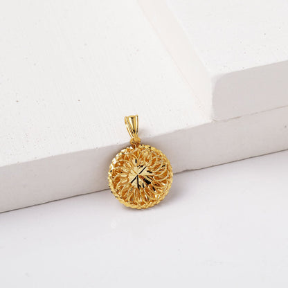 14K Yellow Gold Filigree Engraved Necklace