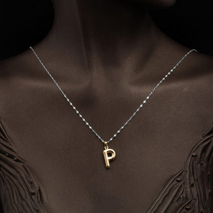 14K Yellow Gold Balloon P Initial Pendant