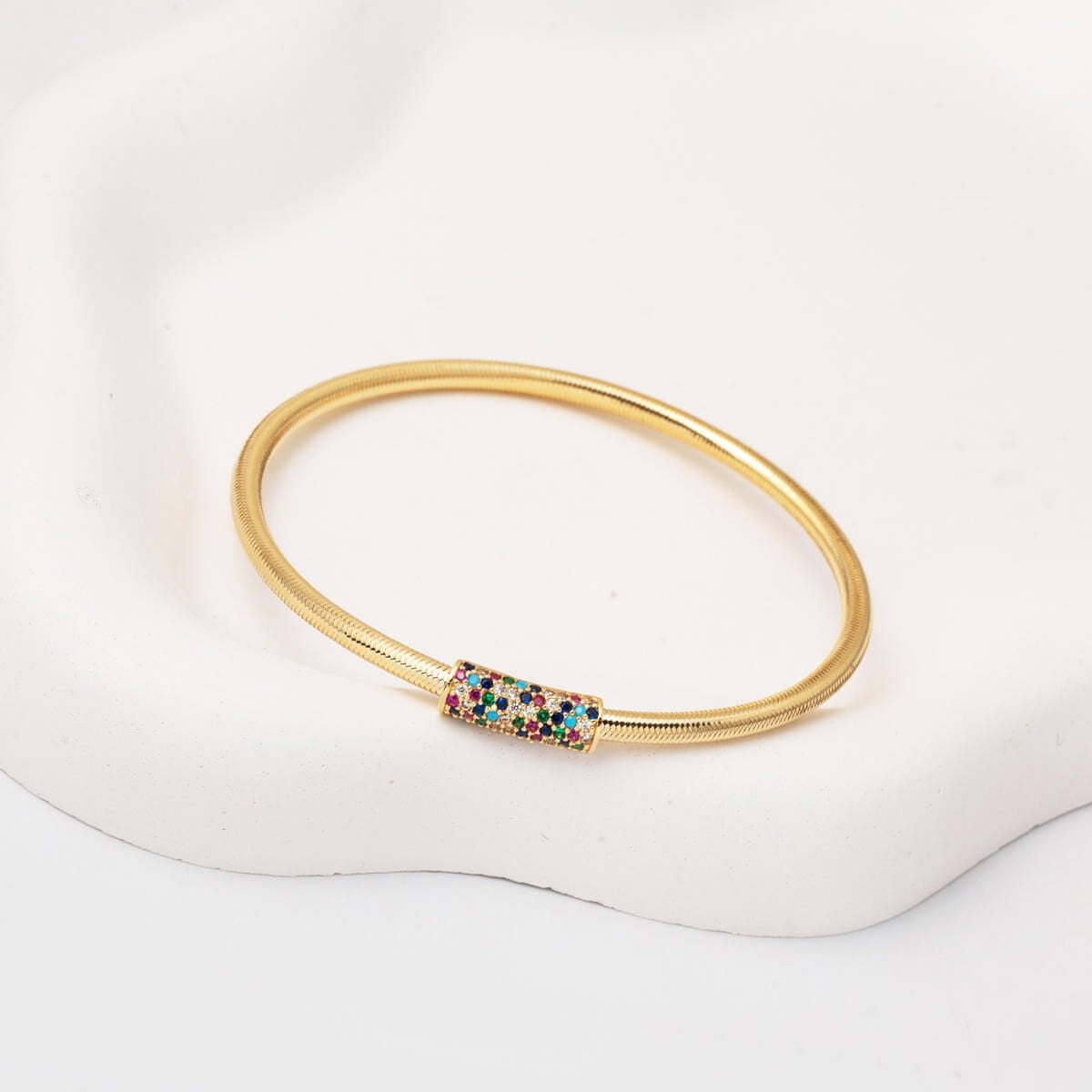 14K Yellow Gold Colored Italian Cubic Zirconia Bracelet