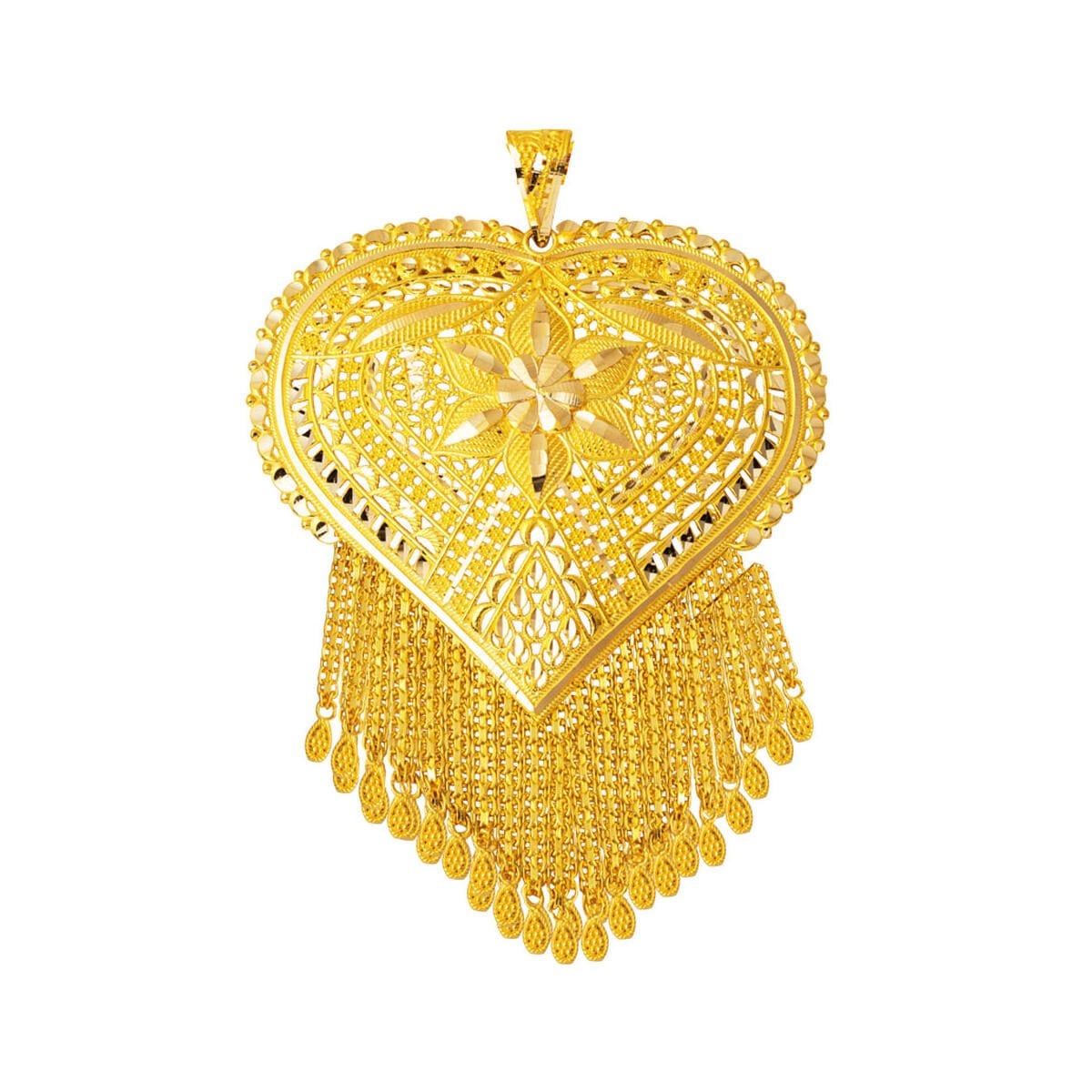 14K Yellow Gold Daisy Indian Style Pendant