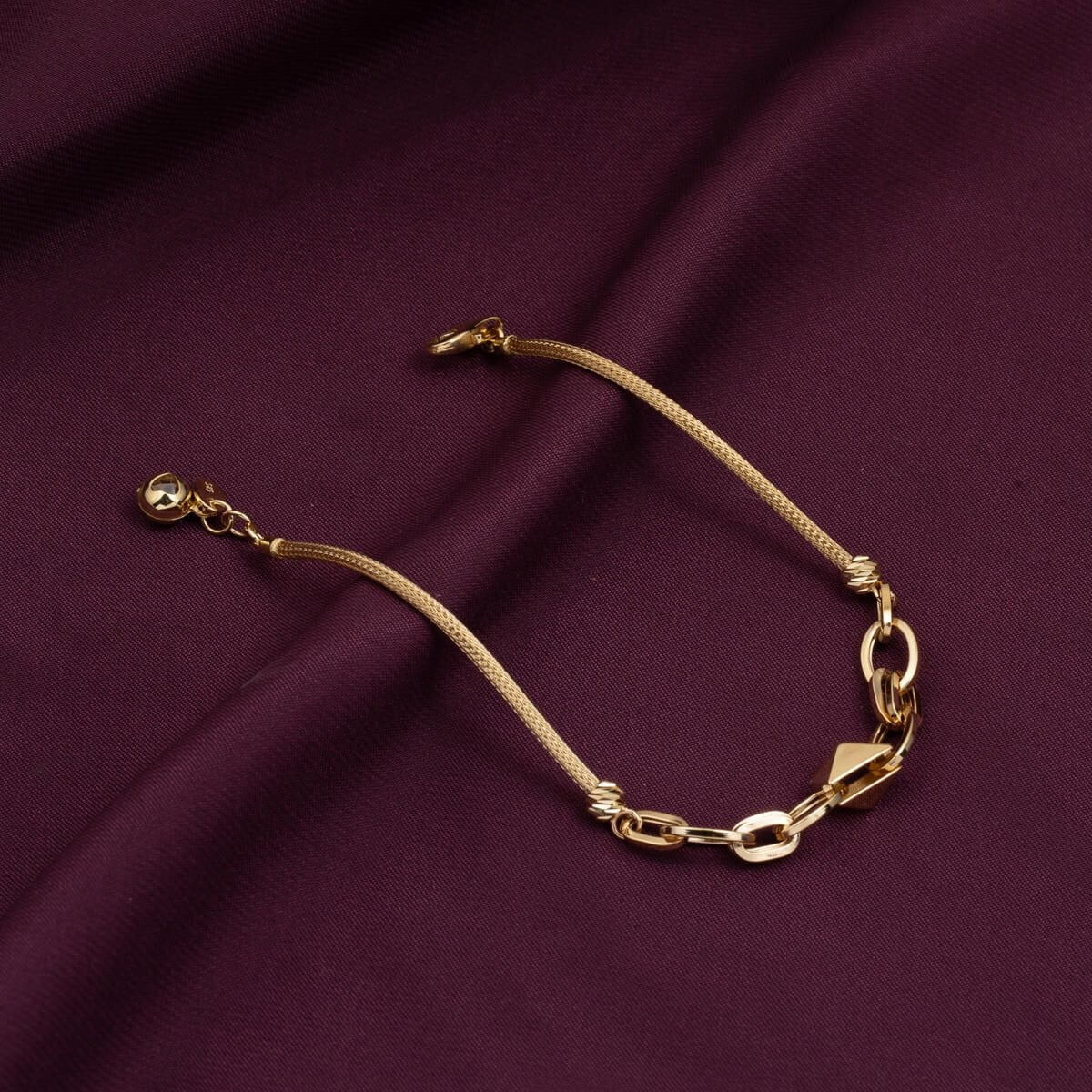 14K Yellow Gold Hoop Italian Bead Bracelet