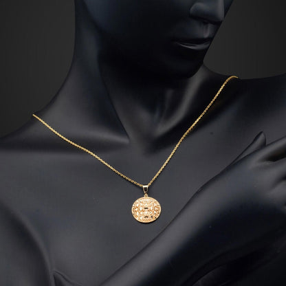 14K Yellow Gold Filigree Flower of Life Necklace
