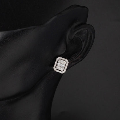 14K White Gold 0.70 Ct Baguette Diamond Earrings