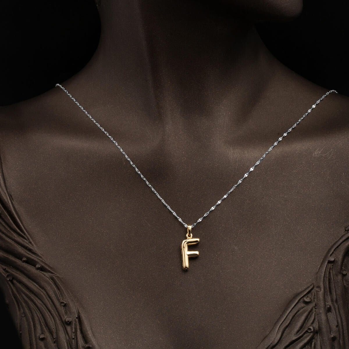 14K Yellow Gold Balloon Initial F Pendant