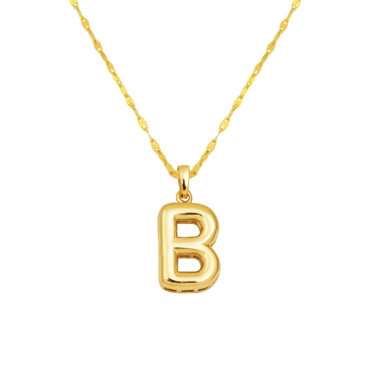 14K Yellow Gold Balloon Initial B Necklace