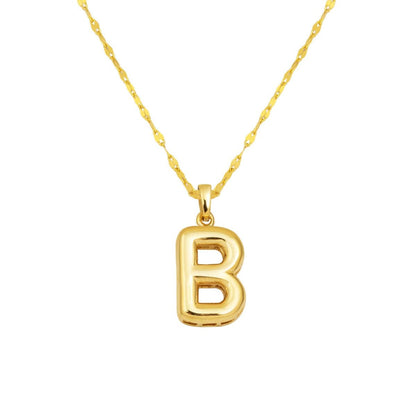 14K Yellow Gold Balloon Initial B Necklace