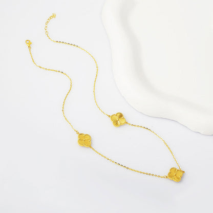 14K Yellow Gold Three Clover Necklace