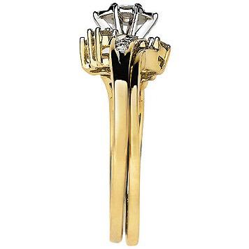 10k Yellow Gold Marquise Diamond Solitaire Bridal Wedding Ring Set 1/4 Cttw