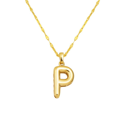 14K Yellow Gold Balloon Initial P Necklace