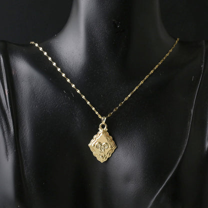 14K Yellow Gold Retro Aries Zodiac Necklace