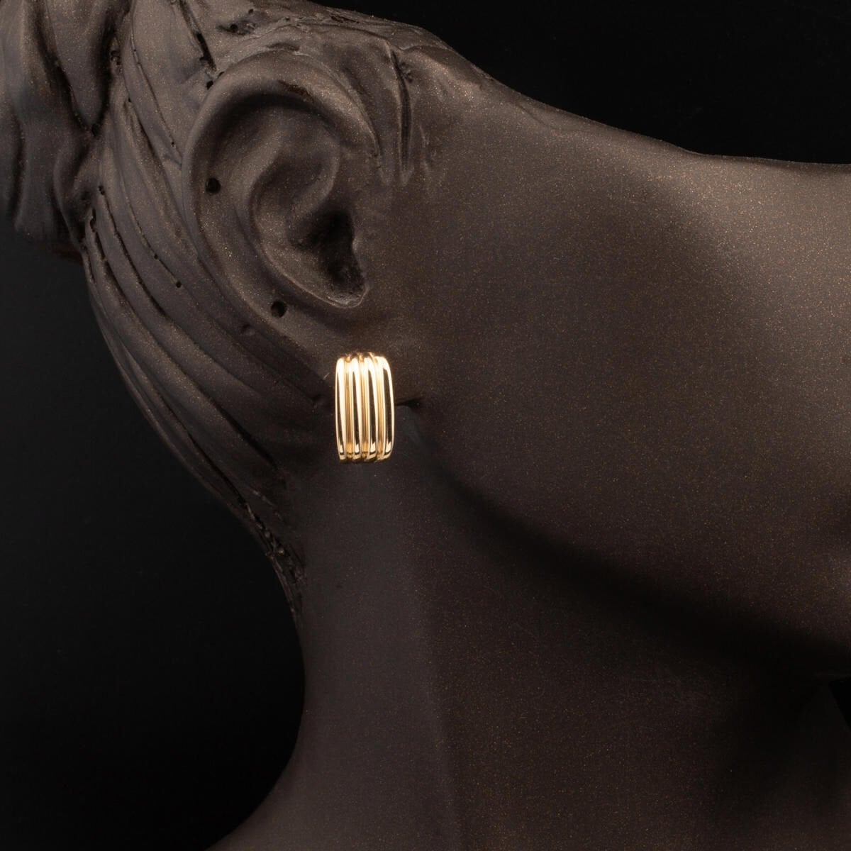 14K Yellow Gold Striped 3-Piece Jewelry Set