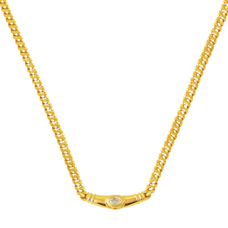 14K Yellow Gold Curb 1.00 Ct Moissanite Necklace