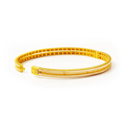 14K Yellow Gold Two Row Ajda Hinged Cuff Bangle