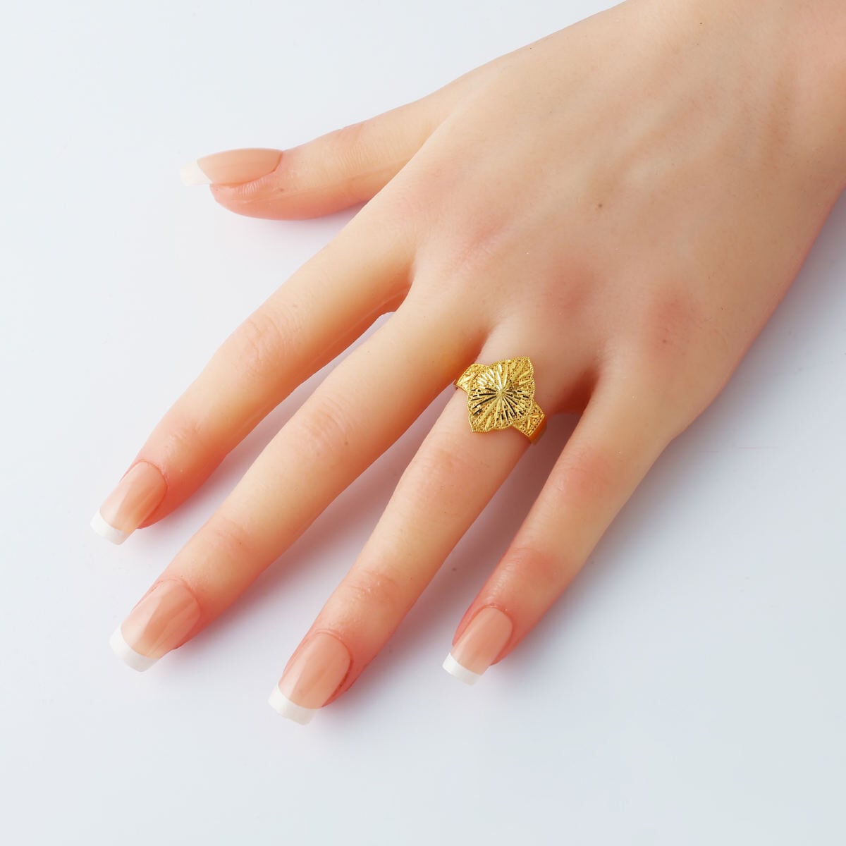 14K Yellow Gold Sparkle Hand Engraved Ring
