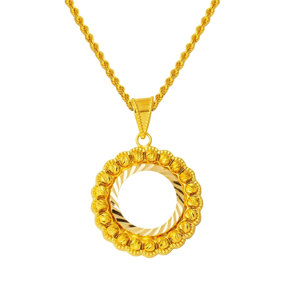 14K Yellow Gold Quarter Coin Frame Necklace