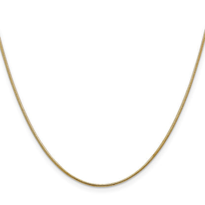 20 Inch 14K 1mm Round Snake Chain Necklace