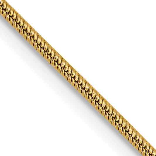 20 Inch 14K 1mm Round Snake Chain