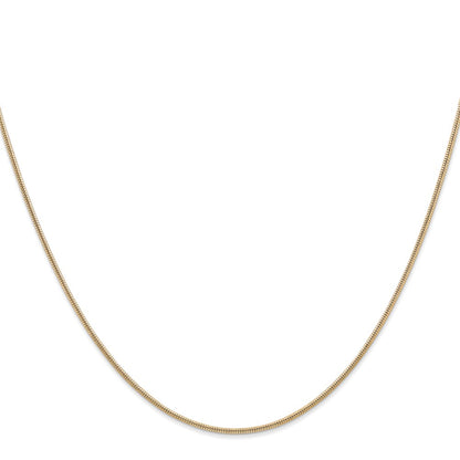 16 Inch 14K 1.3mm Round Snake Chain Necklace