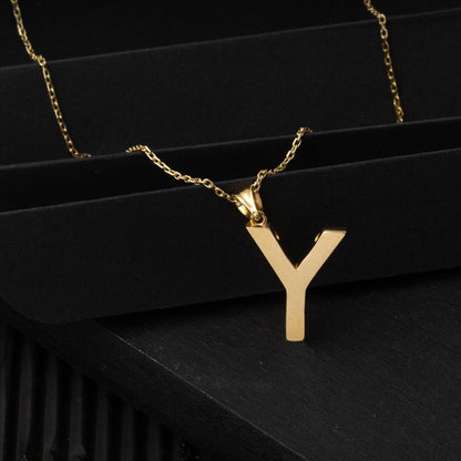14K Yellow Gold Classic Y Initial Necklace