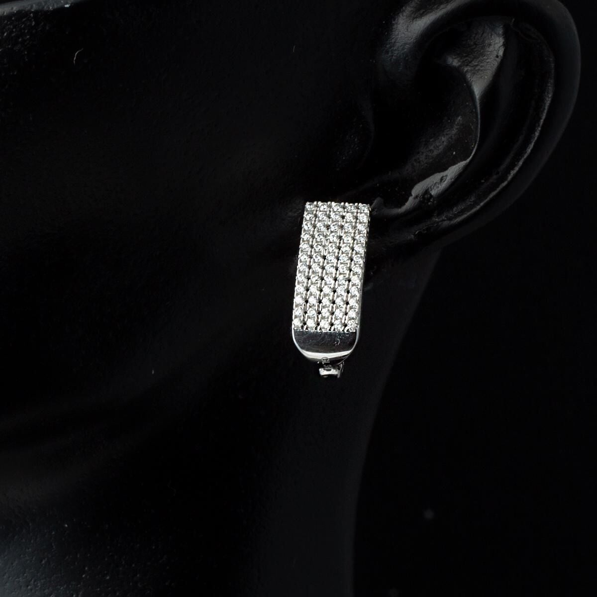 14K White Gold Chevron 5 Row Tennis Cubic Zirconia Set