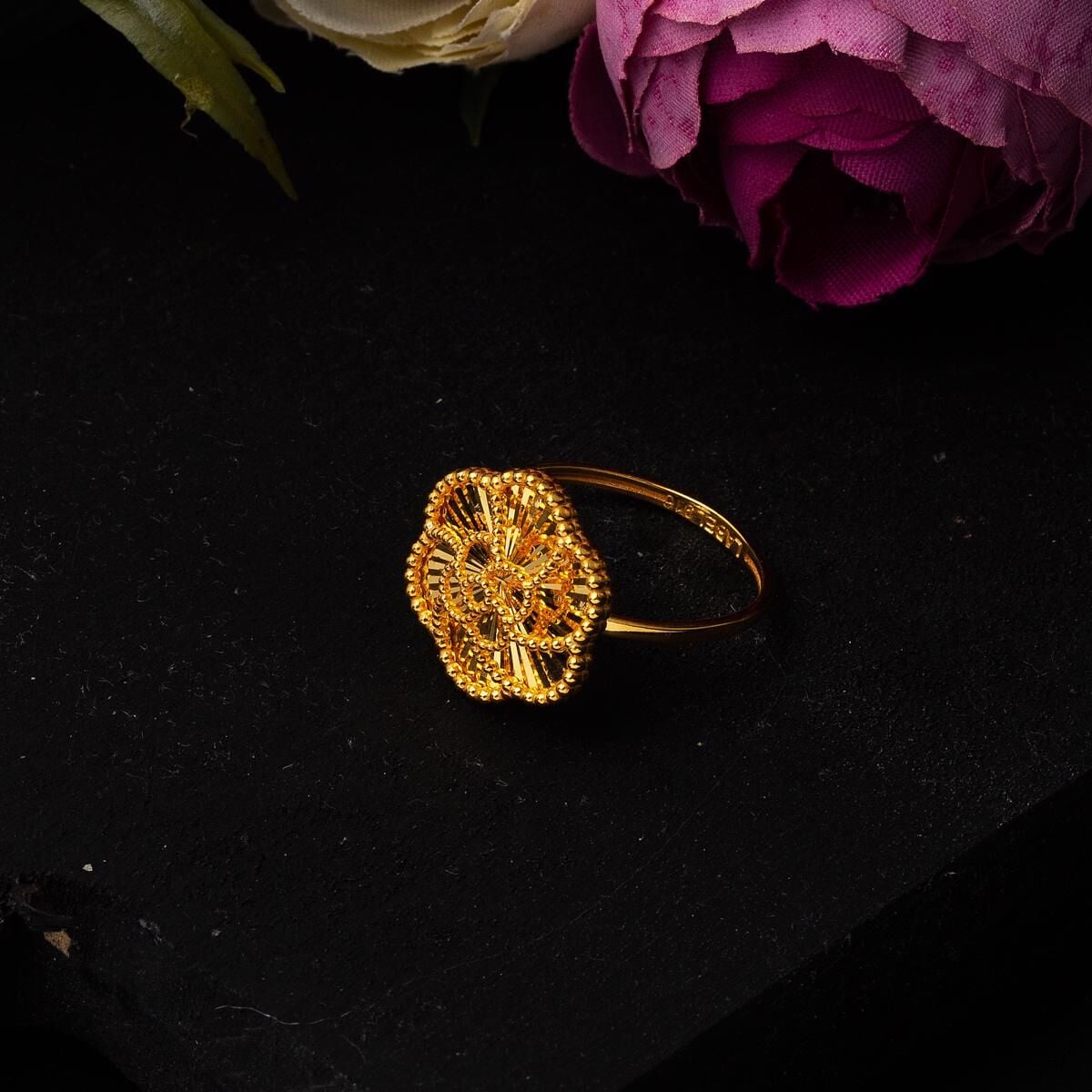 22K Yellow Gold Rose Bud Ring